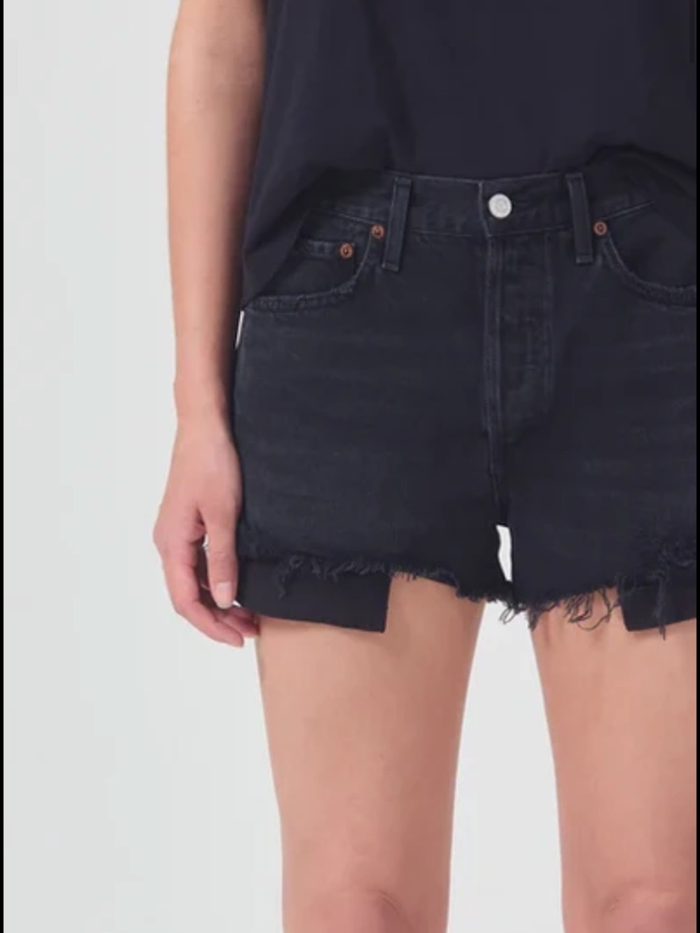 AGOLDE Parker High Waist Relaxed Cutoff Denim Shorts (color: Trance)
